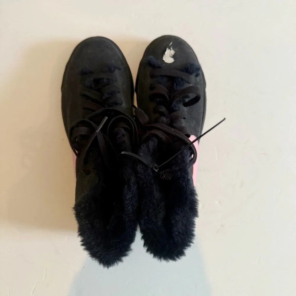 Nike Black and Pink High-Top Sneakers Girls Size 6Y